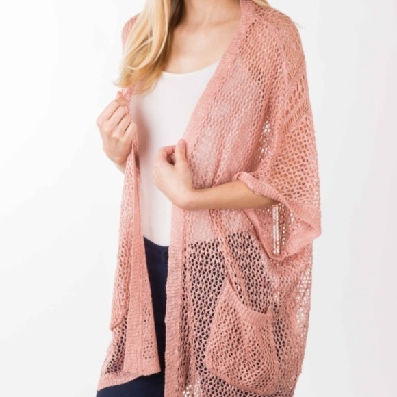 I JOAH Sweaters - CROCHET KNIT KIMONO STYLE CARDIGAN (ONE SIZE)